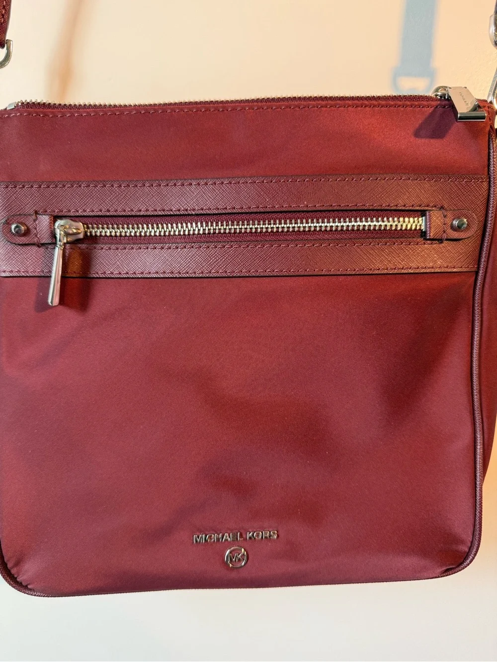 Michael Kors Wine Red Crossbody Bag with Adjustable Strap